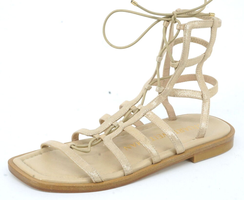 Stuart Weirzman Kora Lace-Up Gladiator Sandal Suede Size 9.5 $395 New Roman